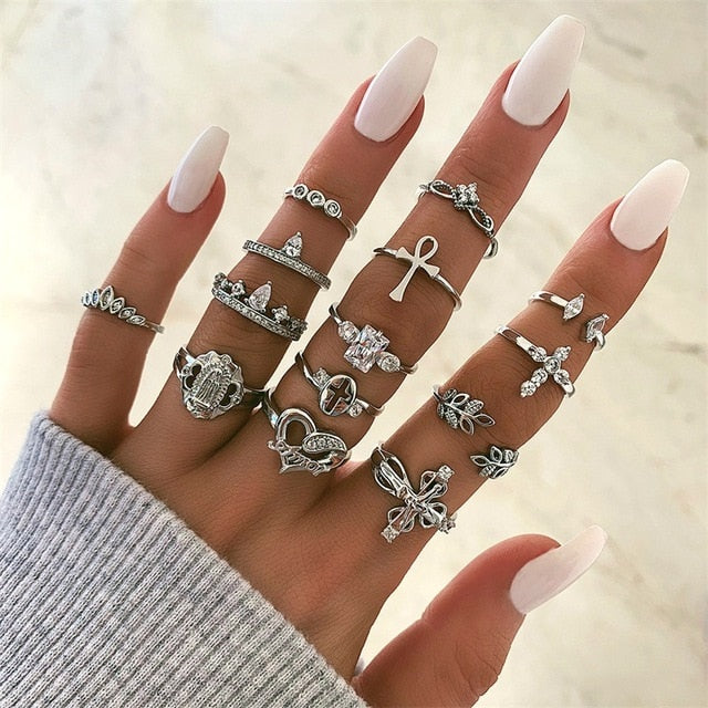 15 Pcs/set Ring Set For Women - Jeglow store