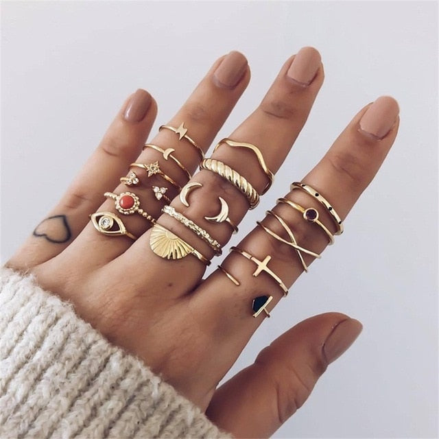 15 Pcs/set Ring Set For Women - Jeglow store
