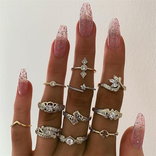 15 Pcs/set Ring Set For Women - Jeglow store