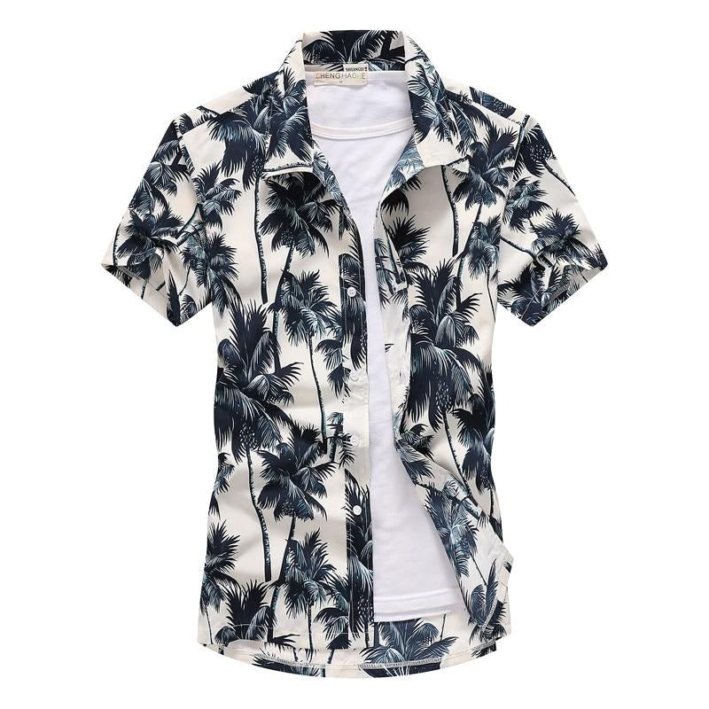 Palm Tree Printed Hawaiian Beach Shirt - Shopeasywear
