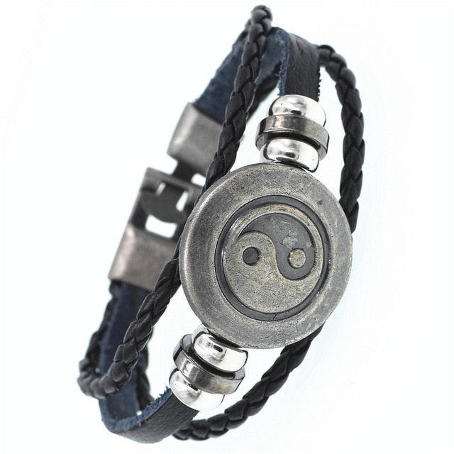 Pulsera de cuero DGW Lucky Vintage para hombre, para jugar a las cartas, colgante de Raja Vegas, pulsera trenzada multicapa para mujer, Dropshipping - Shopeasywear