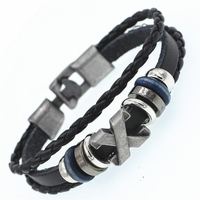 Pulsera de cuero DGW Lucky Vintage para hombre, para jugar a las cartas, colgante de Raja Vegas, pulsera trenzada multicapa para mujer, Dropshipping - Shopeasywear
