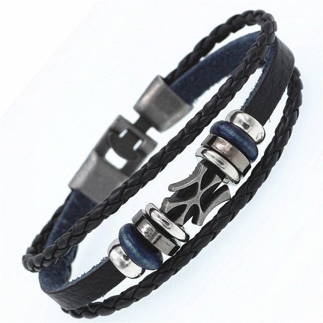 Pulsera de cuero DGW Lucky Vintage para hombre, para jugar a las cartas, colgante de Raja Vegas, pulsera trenzada multicapa para mujer, Dropshipping - Shopeasywear