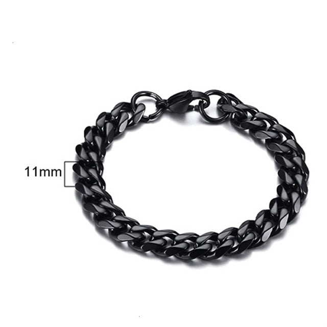 Men's Bracelet Curb Cuban Link Chain Stainless Steel Mens Womens Bracelets Bangle Gold Tone No Fade 3mm to 11mm - Shopeasywear