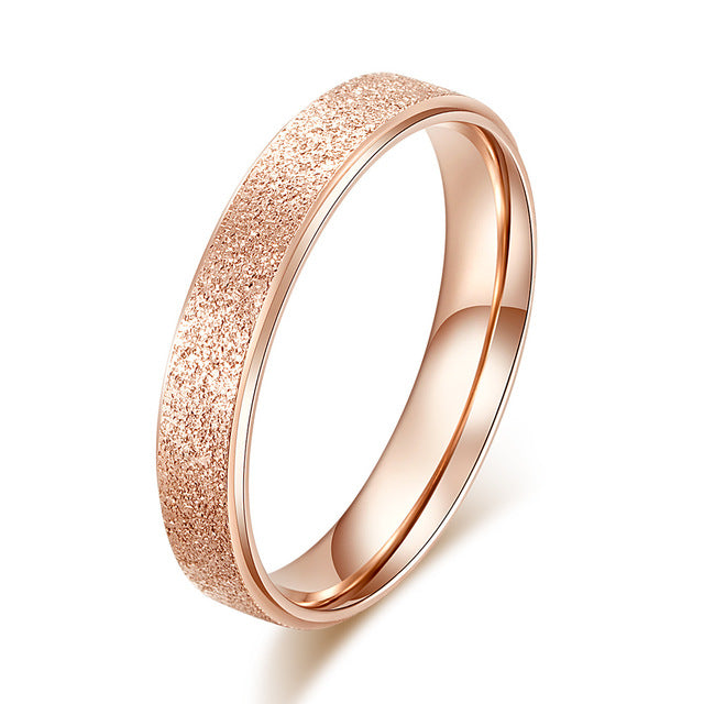 KNOCK High quality Fashion Simple Scrub Stainless Steel Women 's Rings 2 mm Width Rose Gold Color Finger Gift For Girl Jewelry - Shopeasywear