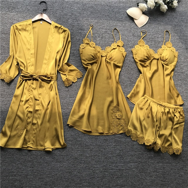 Summer New 4 Pcs Set Women Pajama