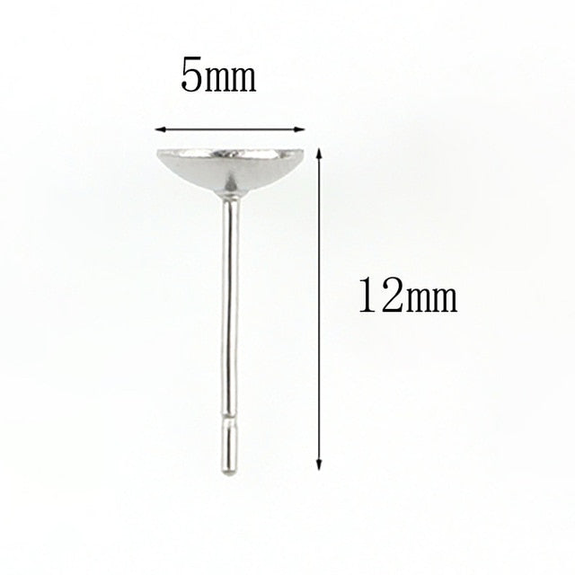 4/5/6/10mm Stainless Steel Bowl Head Pin Stud Earring Needles Earnuts Ear Post Plugging Setting DIY Earring Earstud Findings - Shopeasywear
