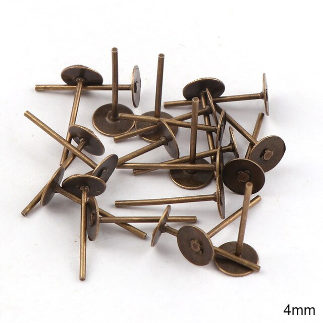 4mmMetal Flat Earrings Pin Earnuts Ear Pad Plugging Back Stopper Setting DIY Earring back Earstud Findings - Shopeasywear