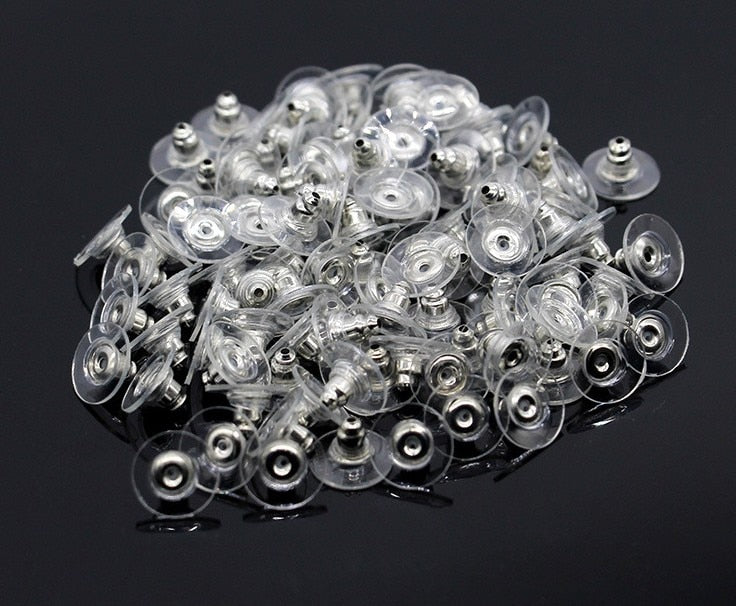 50pcs Earrings Jewelry Accessories Clear plastic Barrel Bullet Plastic Rubber Ear Plugging Earring back Earstud Findings - Shopeasywear
