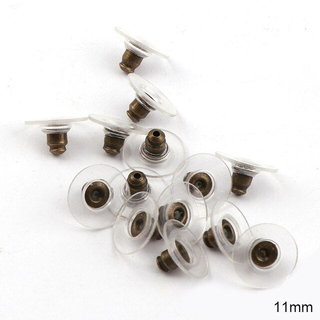 100pcs 11mm Gold plating Earrings Barrel Bullet Resin Earrings Rubber Ear Plugging Stopper DIY Earring Back Earstud Findings - Jeglow store