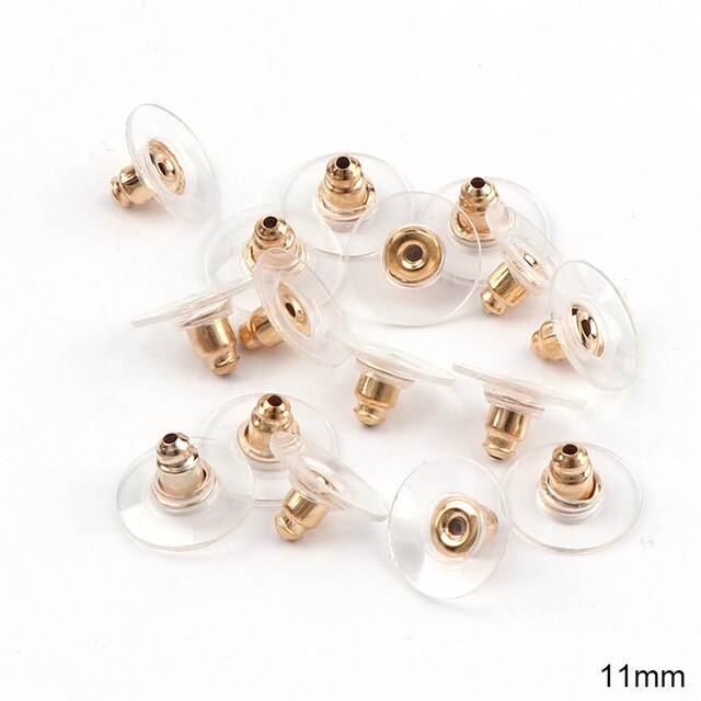 100pcs 11mm Gold plating Earrings Barrel Bullet Resin Earrings Rubber Ear Plugging Stopper DIY Earring Back Earstud Findings - Jeglow store