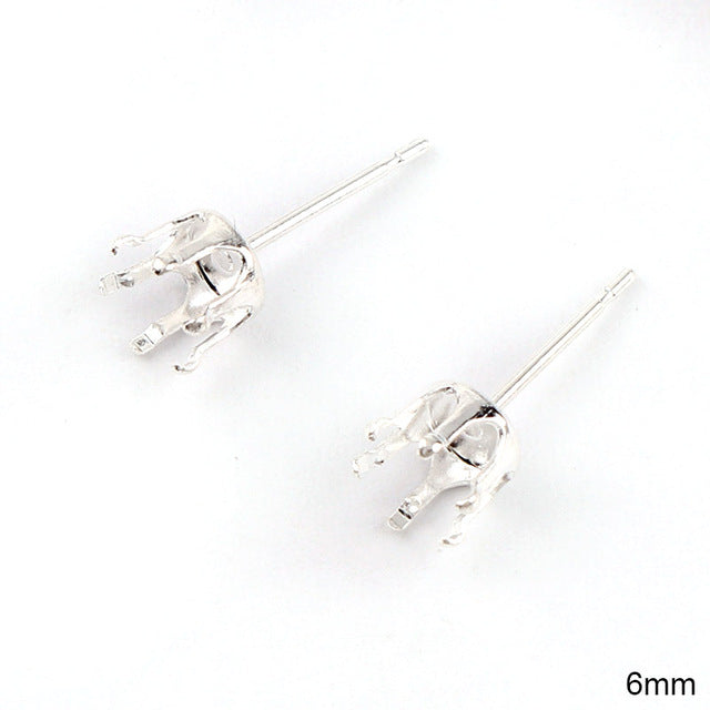 6mm,8mm Metal Earrings Claw Clasp Blank Base Claw Setting DIY Crystal Rhinestone Earring back Earstud Jewelry Findings - Shopeasywear