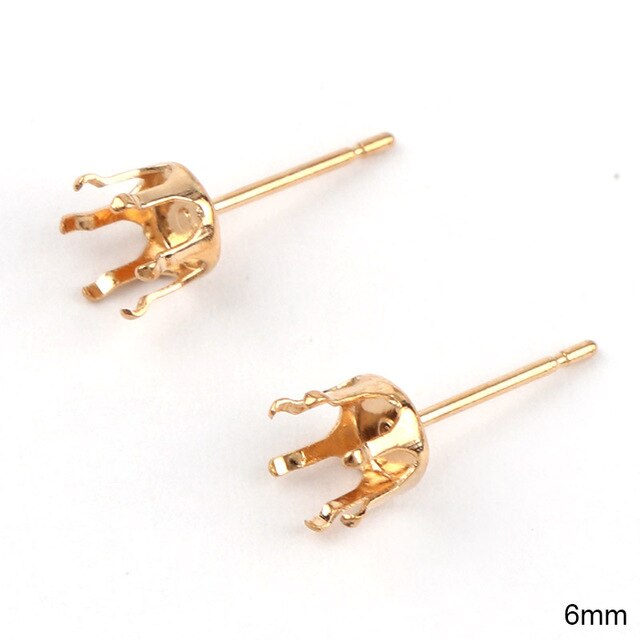 6mm,8mm Metal Earrings Claw Clasp Blank Base Claw Setting DIY Crystal Rhinestone Earring back Earstud Jewelry Findings - Shopeasywear