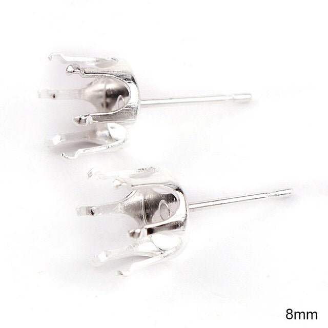 6mm,8mm Metal Earrings Claw Clasp Blank Base Claw Setting DIY Crystal Rhinestone Earring back Earstud Jewelry Findings - Shopeasywear
