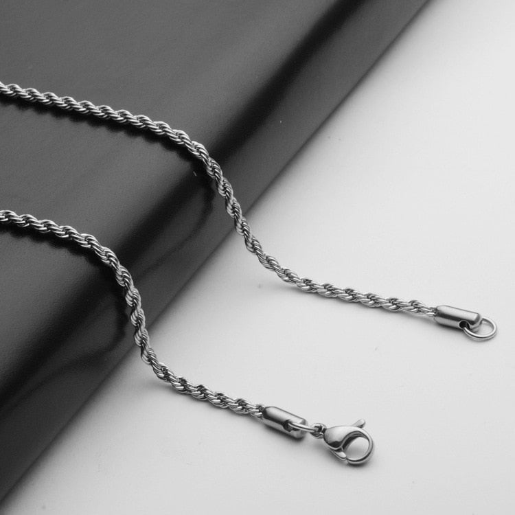 Men's stainless steel necklace chain coarse twist chain jewelry chain boyfriend gift Unisex Chains Necklaces Metal - Shopeasywear