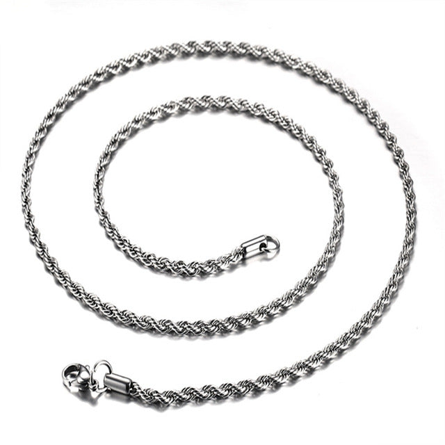 Rope chain necklace men and women gold silver Color 316L Stainless Steel Twisted Necklaces Punk fashion Jewelry For friend gift - Shopeasywear