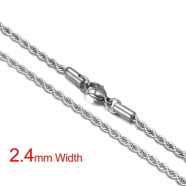 Stainless Steel Finished Chains Necklace Twisted Rope Chain with Lobster Clasp Silver Gold Tone Men's Jewelry DIY Accessories - Shopeasywear