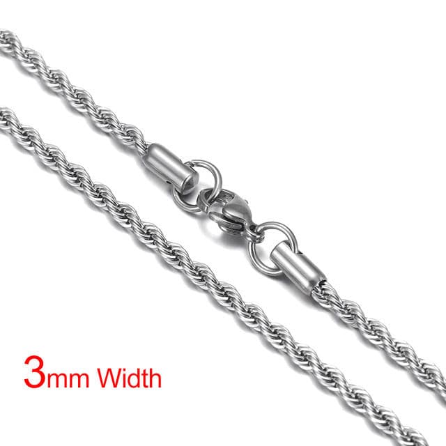 Stainless Steel Finished Chains Necklace Twisted Rope Chain with Lobster Clasp Silver Gold Tone Men's Jewelry DIY Accessories - Shopeasywear