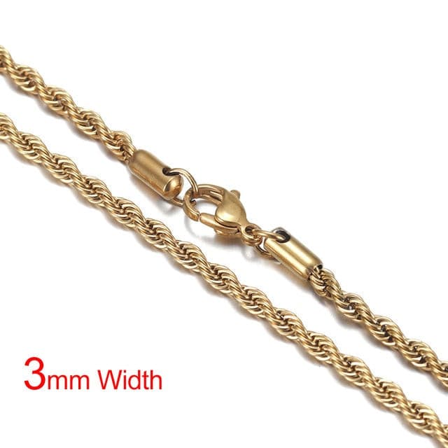 Stainless Steel Finished Chains Necklace Twisted Rope Chain with Lobster Clasp Silver Gold Tone Men's Jewelry DIY Accessories - Shopeasywear