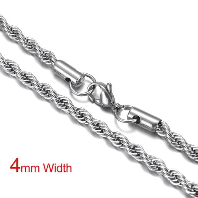 Stainless Steel Finished Chains Necklace Twisted Rope Chain with Lobster Clasp Silver Gold Tone Men's Jewelry DIY Accessories - Shopeasywear