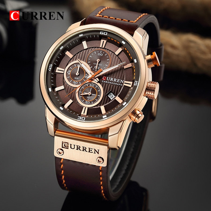 CURREN 8291 Luxury Brand Men Analog Digital Leather Sports Watches Men's Army Military Watch Man Quartz Clock Relogio Masculino - Shopeasywear