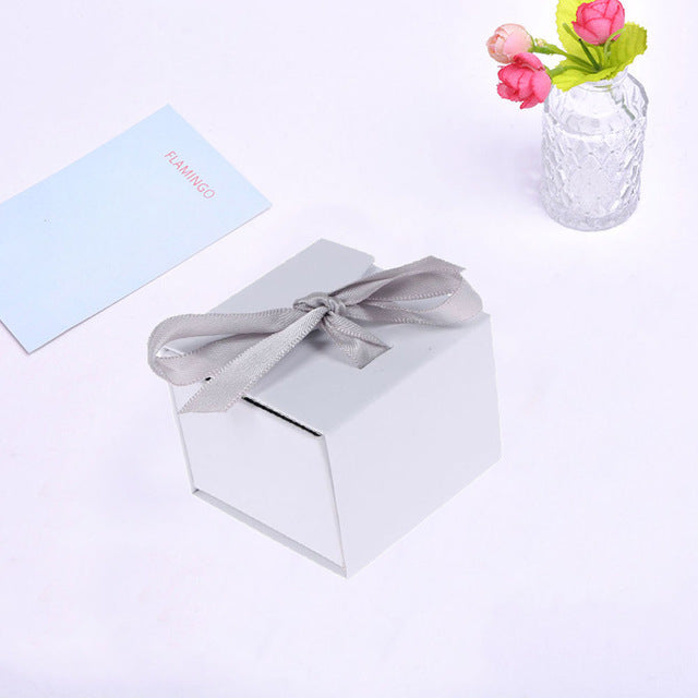 New Chic Jewelry Box Paper Gray White Color Ribbon Bowknot Displays Box For Gifts Present Ring Earring Jewelry Packing Display - Shopeasywear