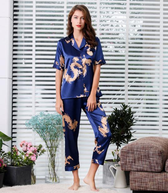 Couple Silk Satin Pajamas Set