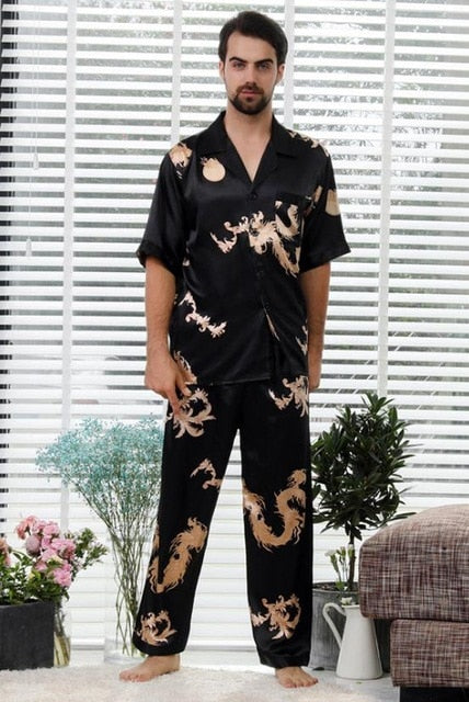 Couple Silk Satin Pajamas Set