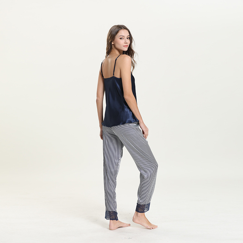 2 Piece Sexy Lace Satin Pajamas For Women