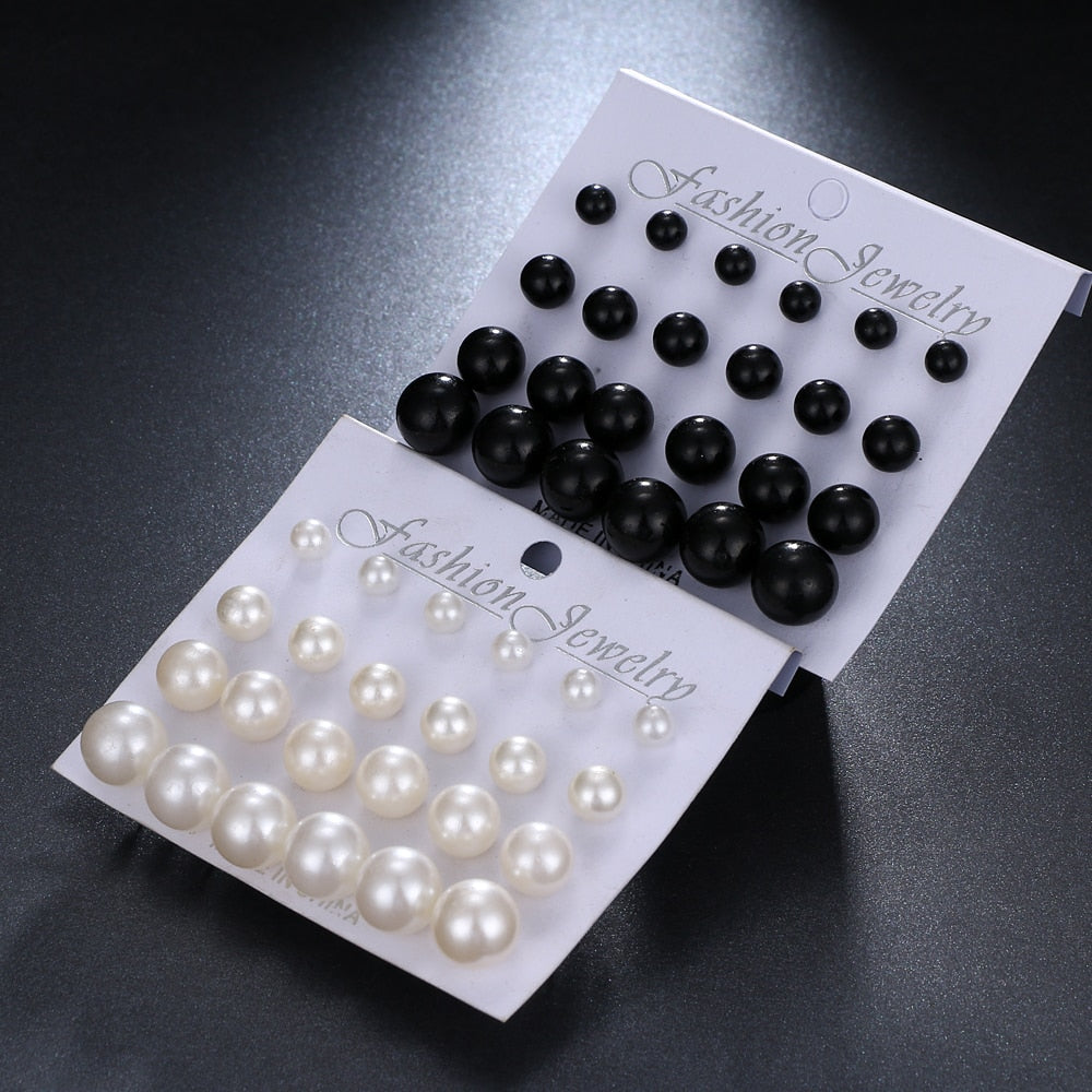 12 Pairs/Set Simulated Pearl Earrings For Women - Jeglow store