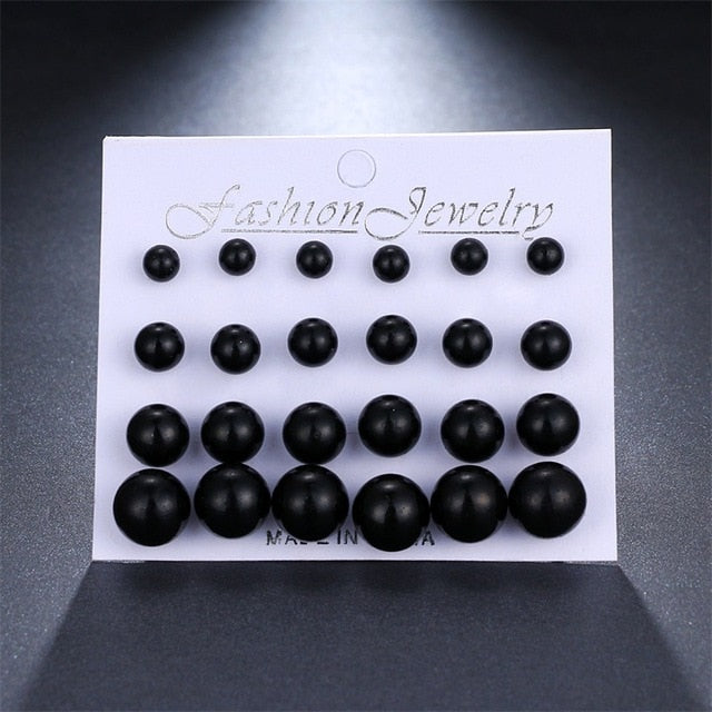 12 Pairs/Set Simulated Pearl Earrings For Women - Jeglow store
