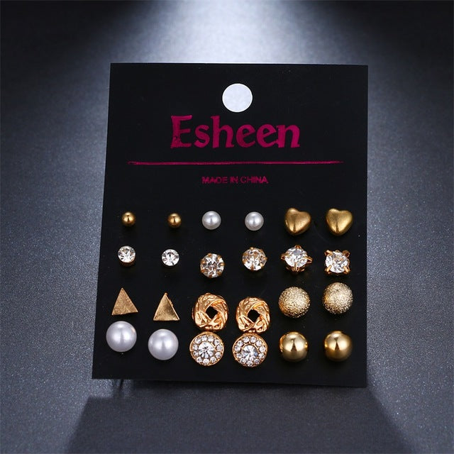 12 Pairs/Set Simulated Pearl Earrings For Women - Jeglow store