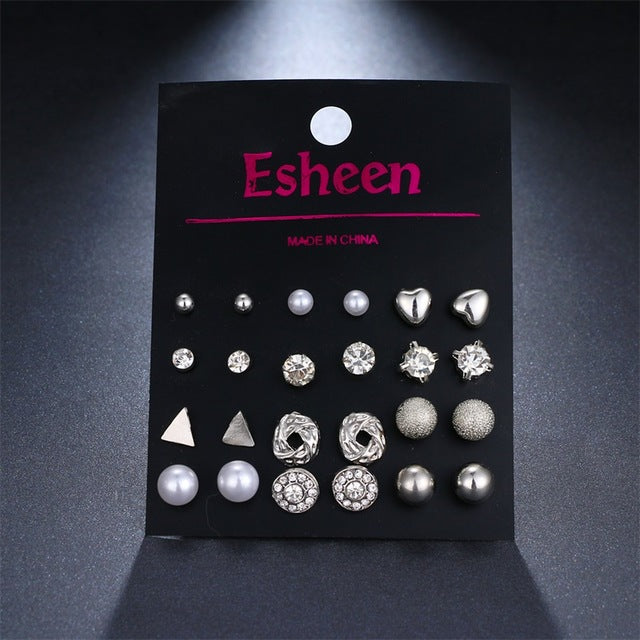 12 Pairs/Set Simulated Pearl Earrings For Women - Jeglow store