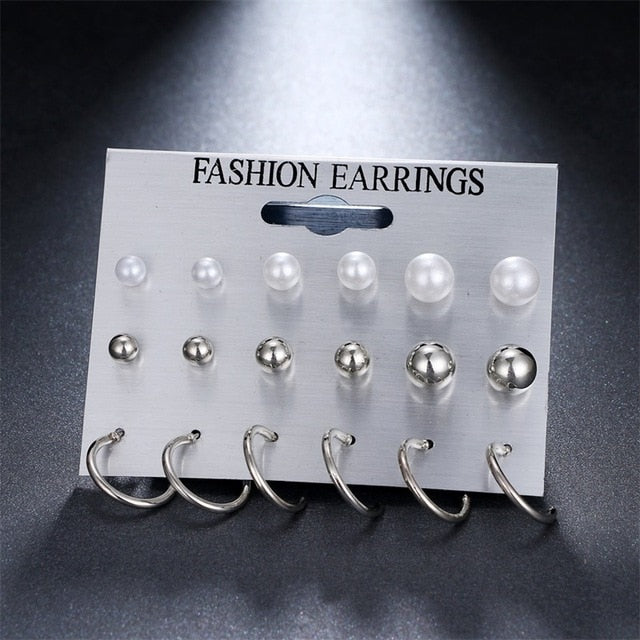 12 Pairs/Set Simulated Pearl Earrings For Women - Jeglow store