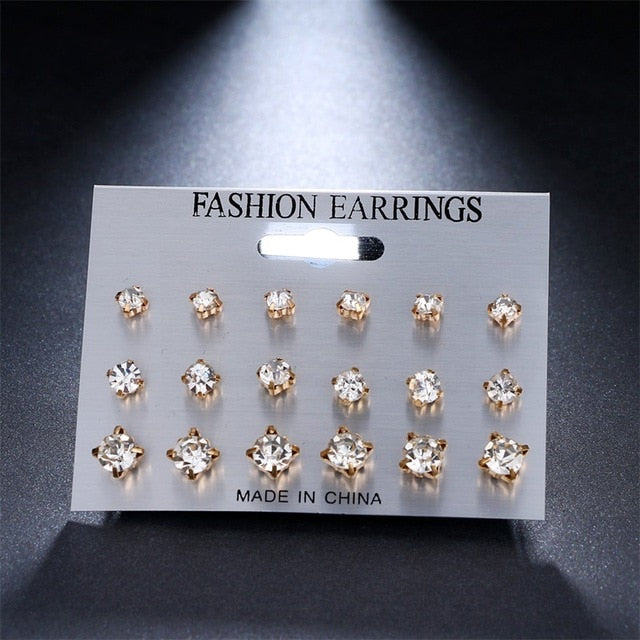 12 Pairs/Set Simulated Pearl Earrings For Women - Jeglow store