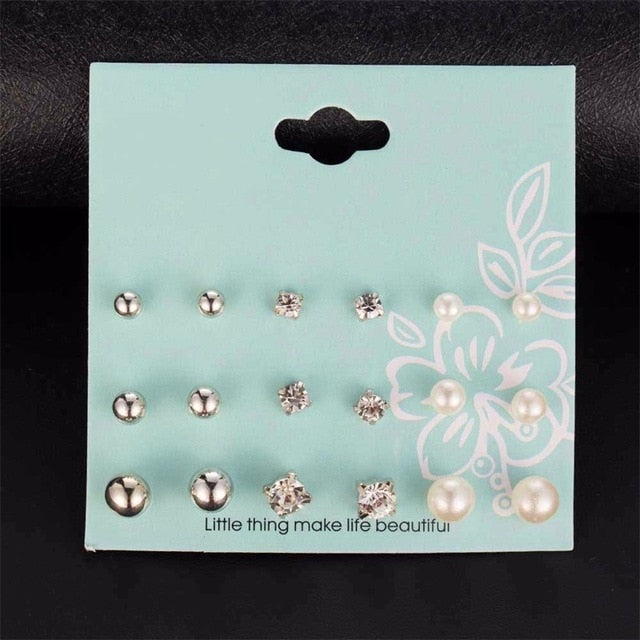 12 Pairs/Set Simulated Pearl Earrings For Women - Jeglow store
