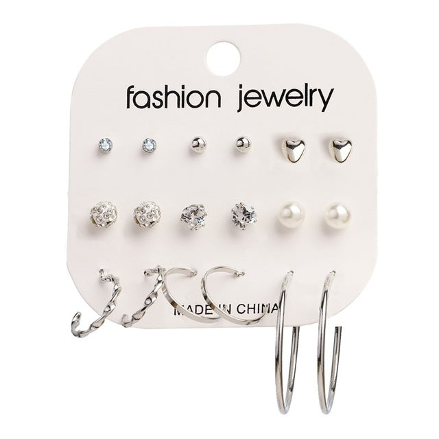 12 Pairs/Set Simulated Pearl Earrings For Women - Jeglow store