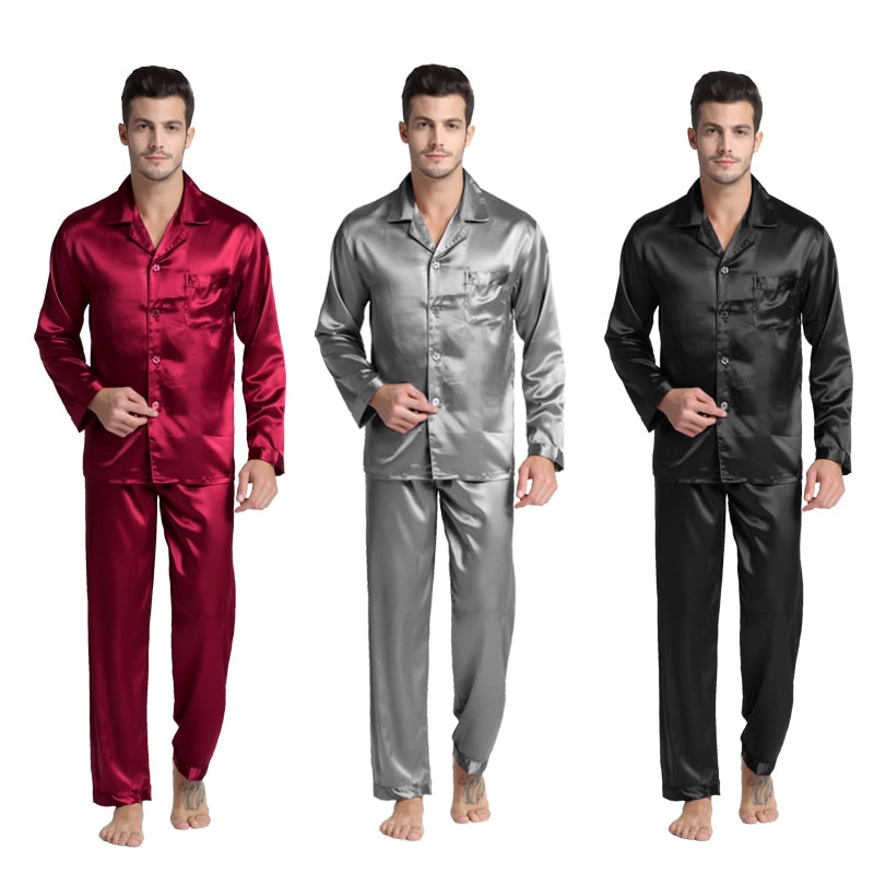 Men's Stain Silk Pajama Set