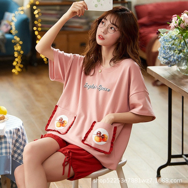 Short Sleeve Thin Cartoon Pajamas