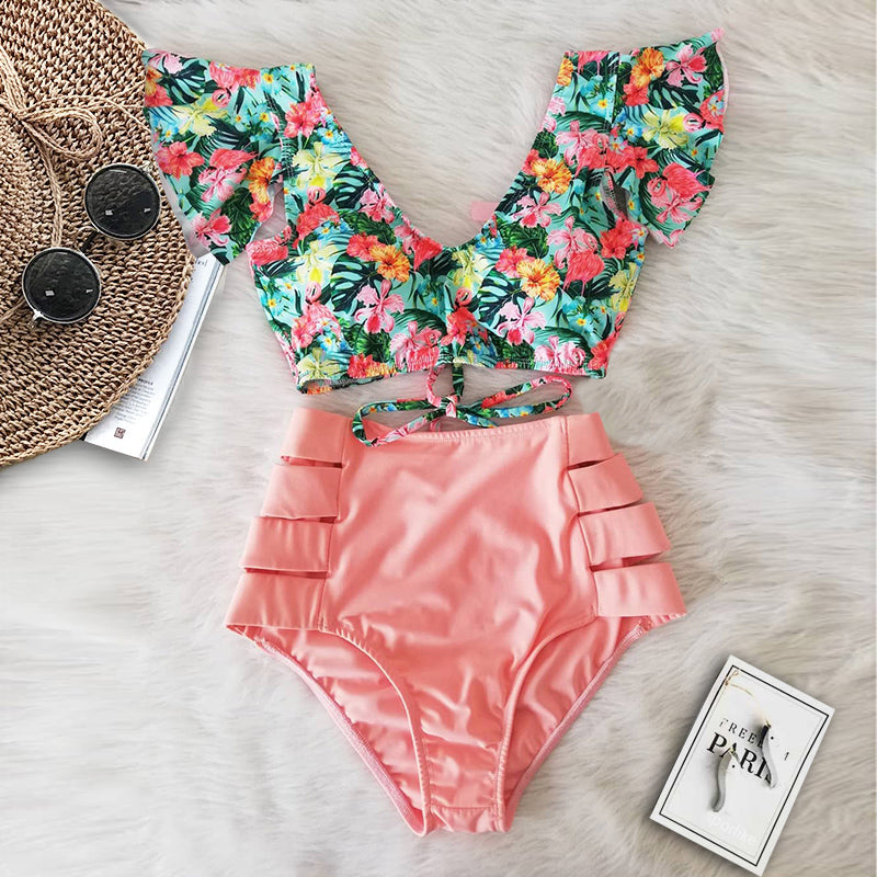 2020 New Double Shoulder Ruffle Bikini Set