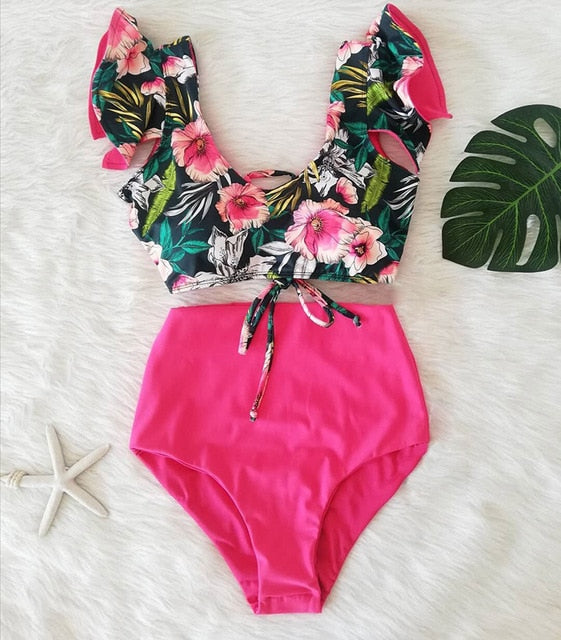 2020 New Double Shoulder Ruffle Bikini Set
