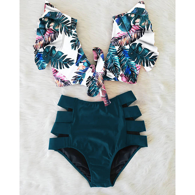 2020 New Double Shoulder Ruffle Bikini Set