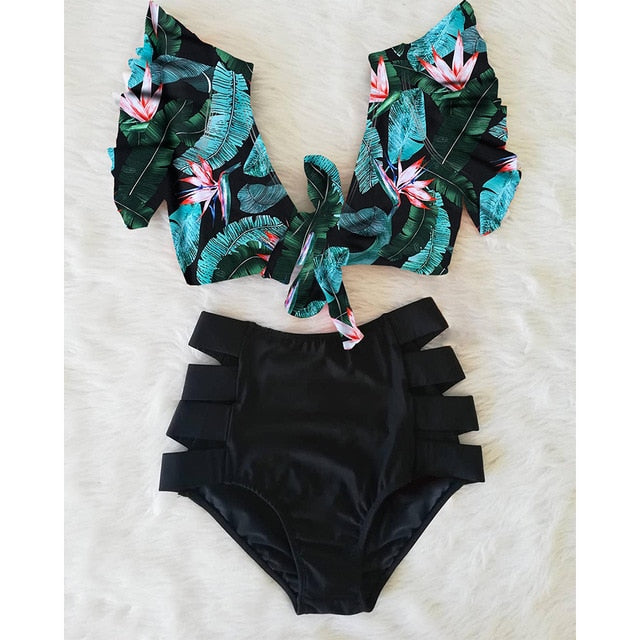 2020 New Double Shoulder Ruffle Bikini Set
