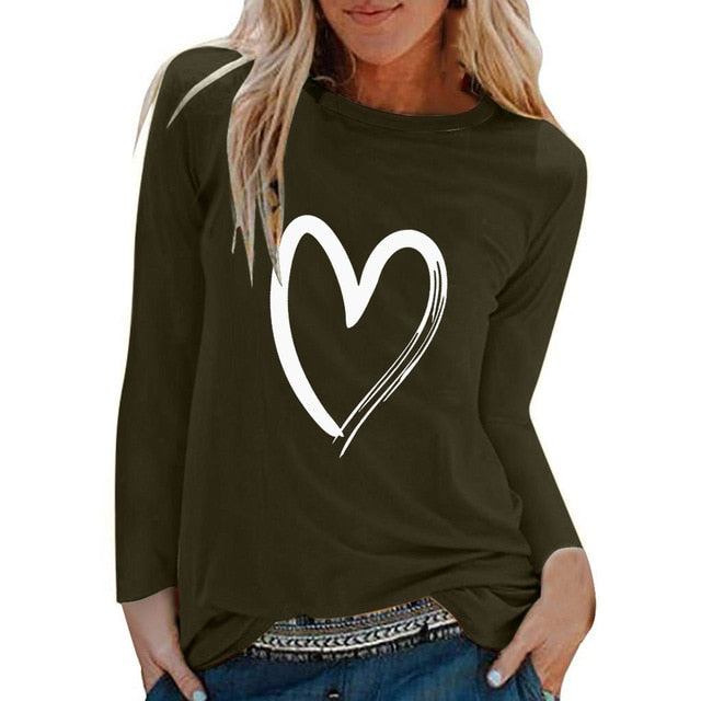O-neck Long Sleeve Top Loose T-shirt