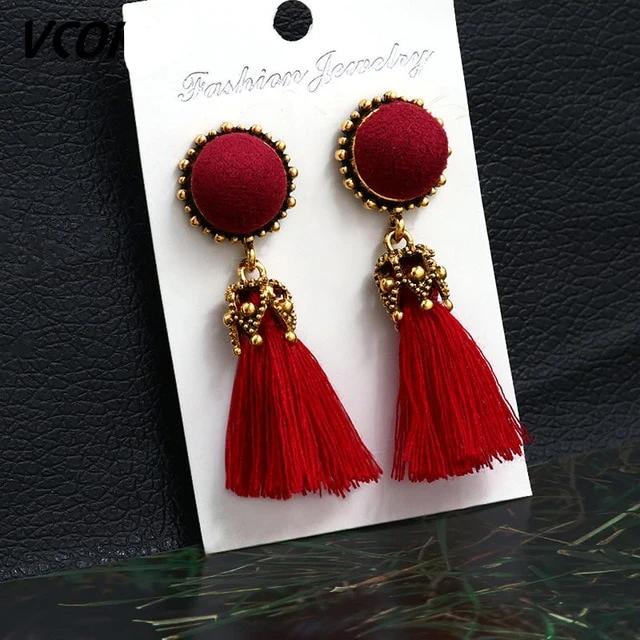 Tassel Crystal Long Drop Earrings for Women
