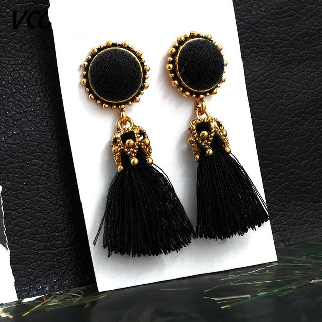 Tassel Crystal Long Drop Earrings for Women
