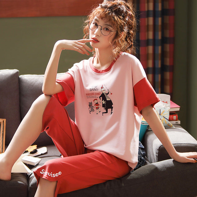 Summer Women's Pajama Set | Plus Size - Jeglowstore