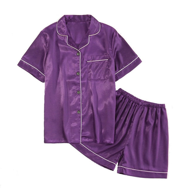 New Silk Satin Pajamas Set
