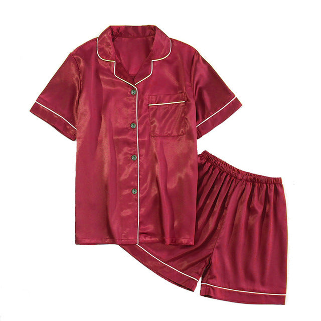 New Silk Satin Pajamas Set