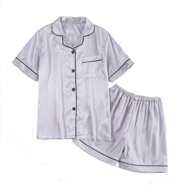 New Silk Satin Pajamas Set